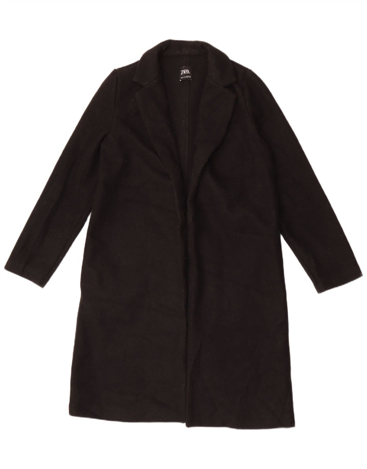 Sobretudo aberto feminino Zara UK 14 poliéster preto médio