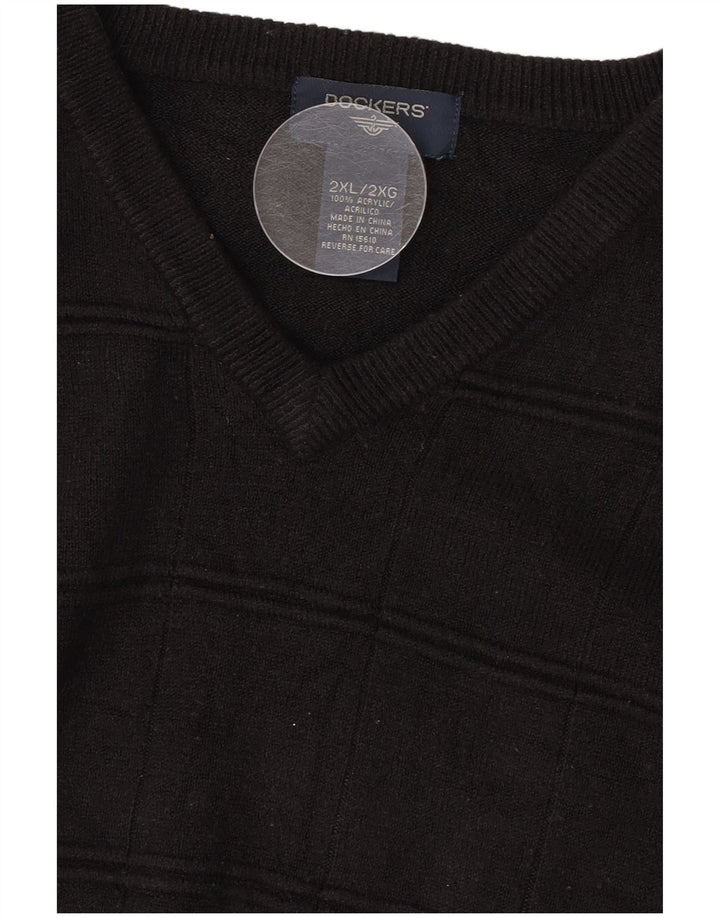 Suéter masculino Dockers com decote em V 2XL acrílico preto