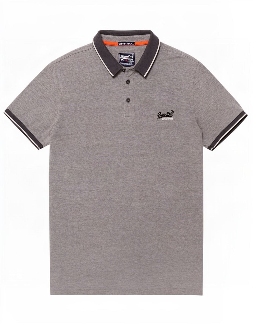 Camisa polo masculina Superdry algodão cinza médio