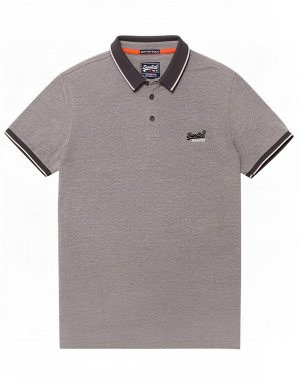 Camisa polo masculina Superdry algodão cinza médio
