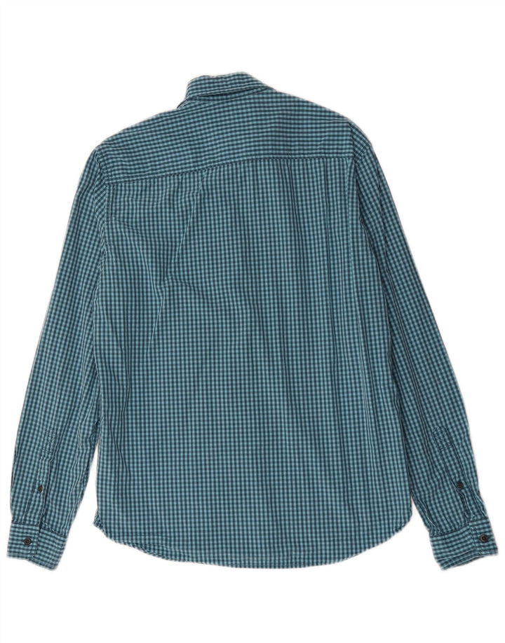 Camisa masculina Timberland Slim Fit azul médio algodão guingão