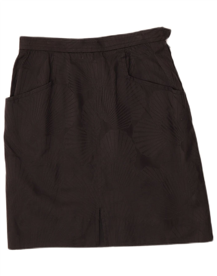 Saia reta feminina Saint Laurent IT 42 médio W30 preto floral designer