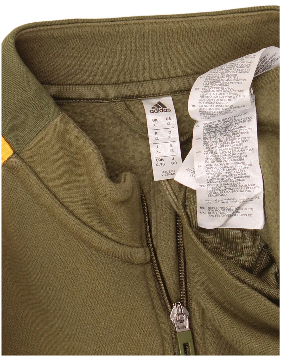 ADIDAS Mens Tracksuit Top Jacket XL Khaki Colourblock Algodão