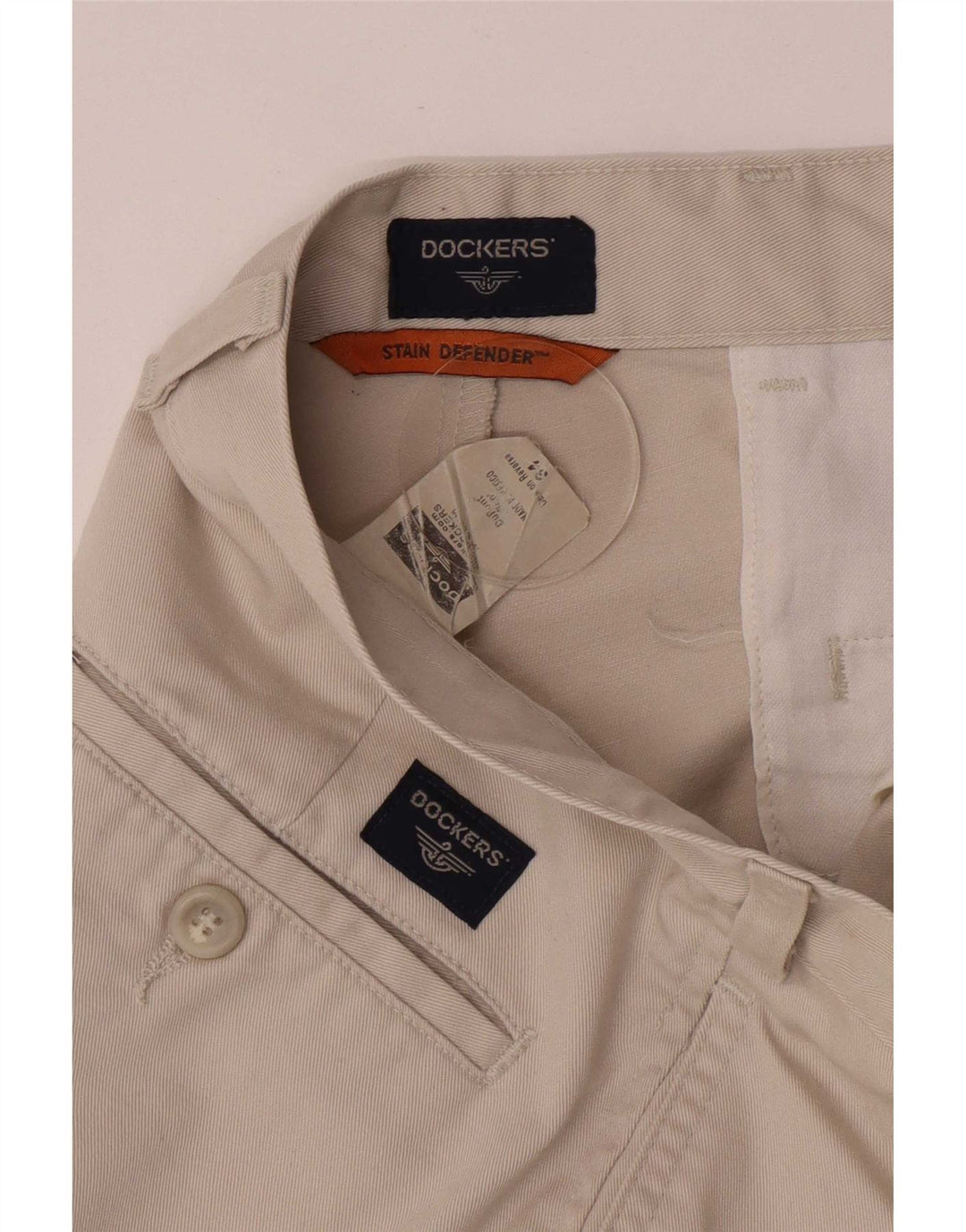 Dockers Mens Regular Fit Chino Shorts W34 Grande Algodão Bege