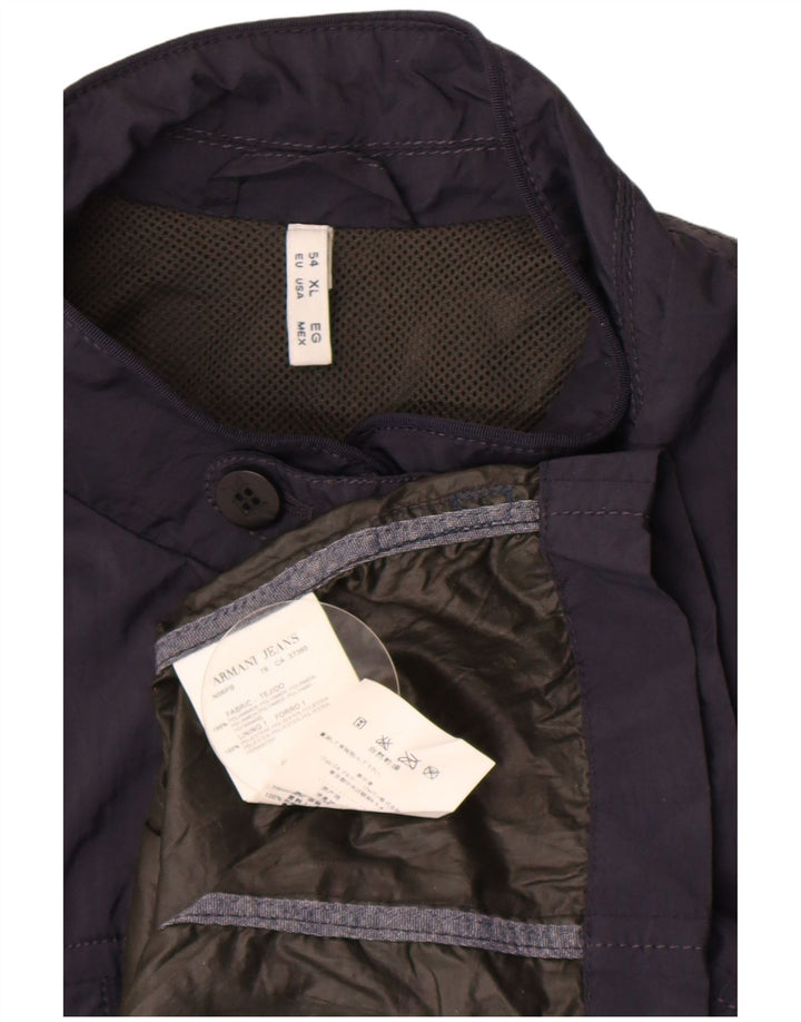 Jaqueta utilitária masculina Armani Jeans UK 42 XL azul marinho poliamida