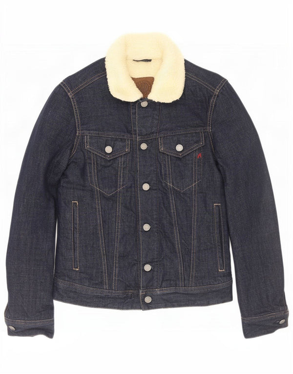 Jaqueta jeans masculina Replay Sherpa UK 34 XS azul marinho algodão