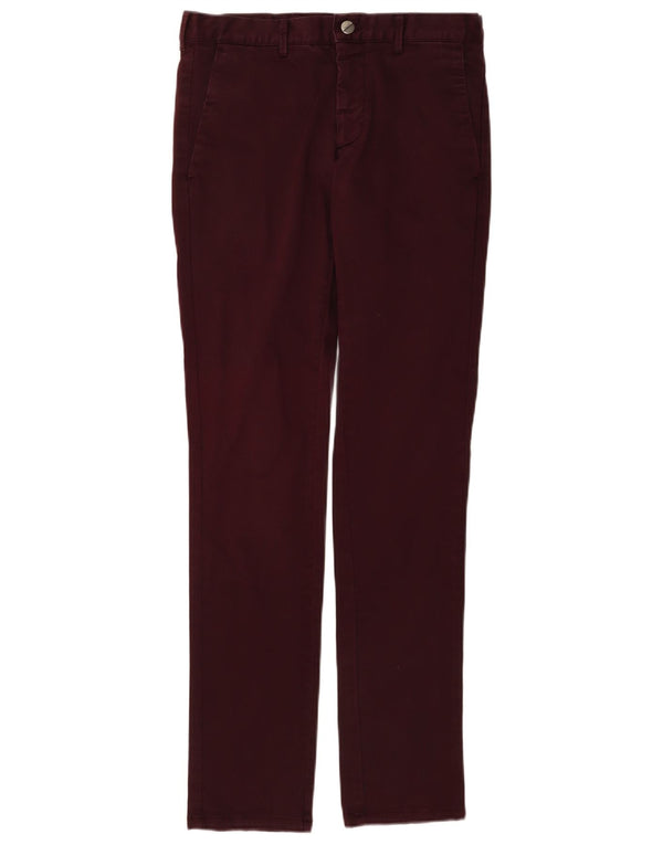 Zara Mens Skinny Chino Calças EU 36 XS W29 L32 Borgonha