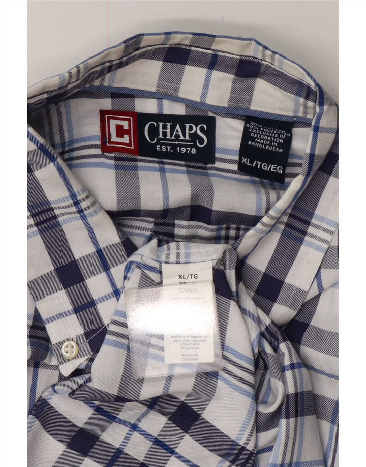 Camisa masculina de flanela Chaps XL azul marinho algodão xadrez