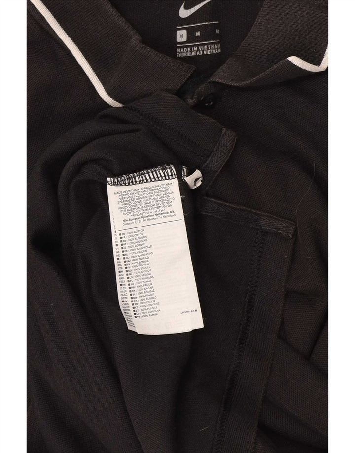 Camisa polo masculina NIKE média preta listrada de algodão