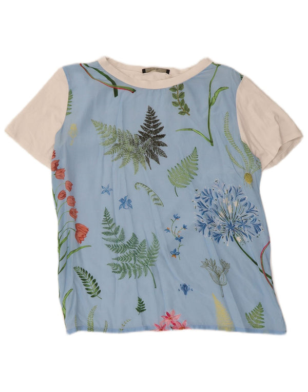 Max Mara Camiseta feminina de fim de semana Top UK 12 Médio Azul Floral