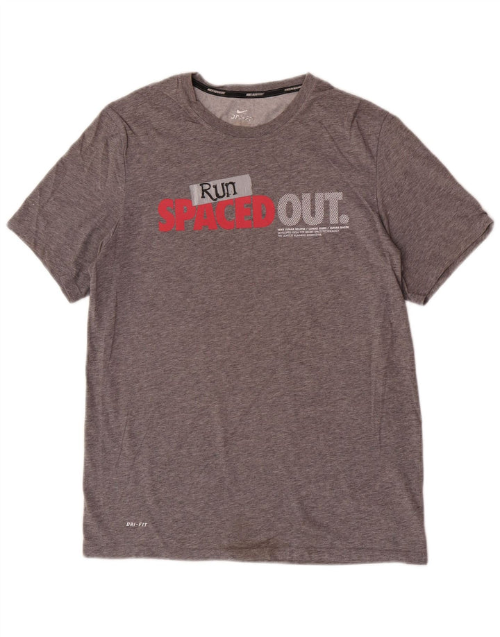 Camiseta Nike Masculina Dri Fit Graphic Top Cinza Médio Algodão