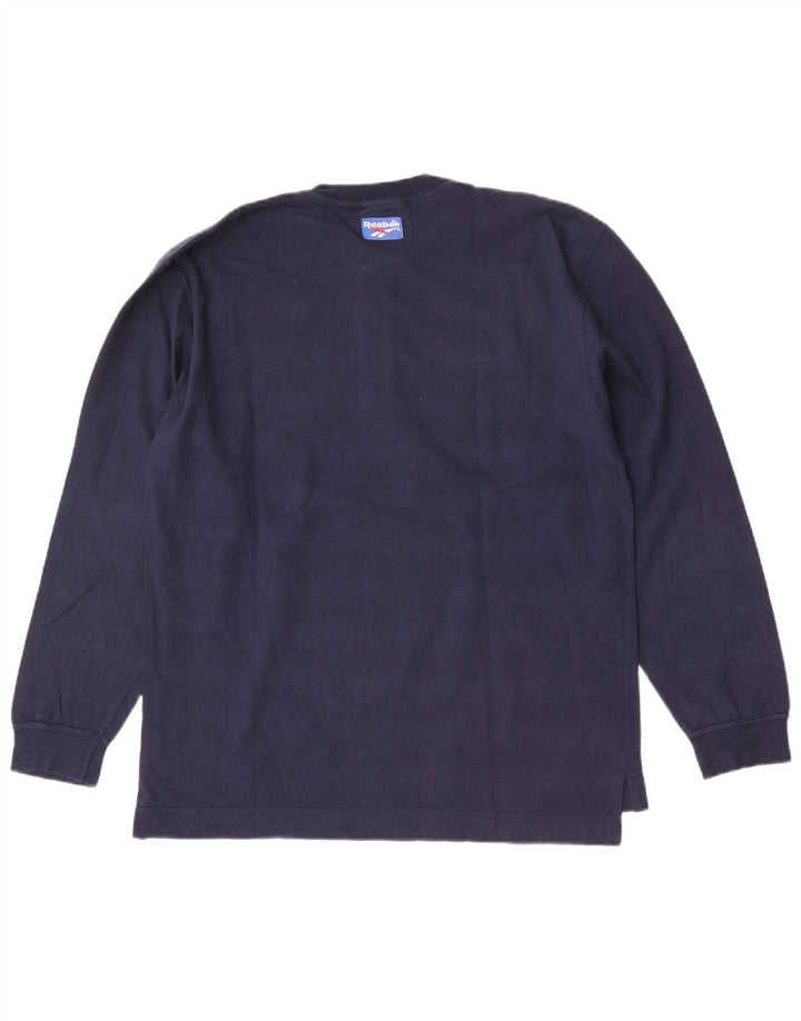Reebok Mens Top manga comprida pequeno algodão azul marinho
