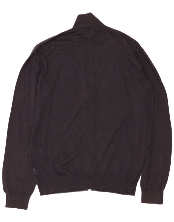 ARMANI JEANS Suéter cardigã masculino médio algodão azul marinho