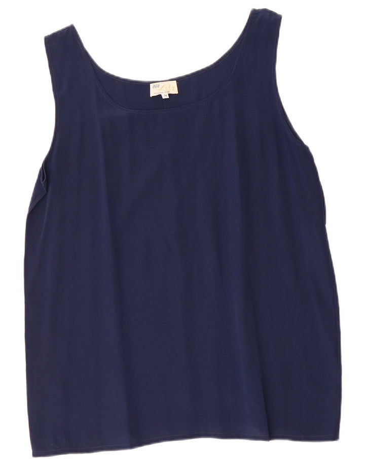 Colete feminino vintage UK 14 médio azul marinho