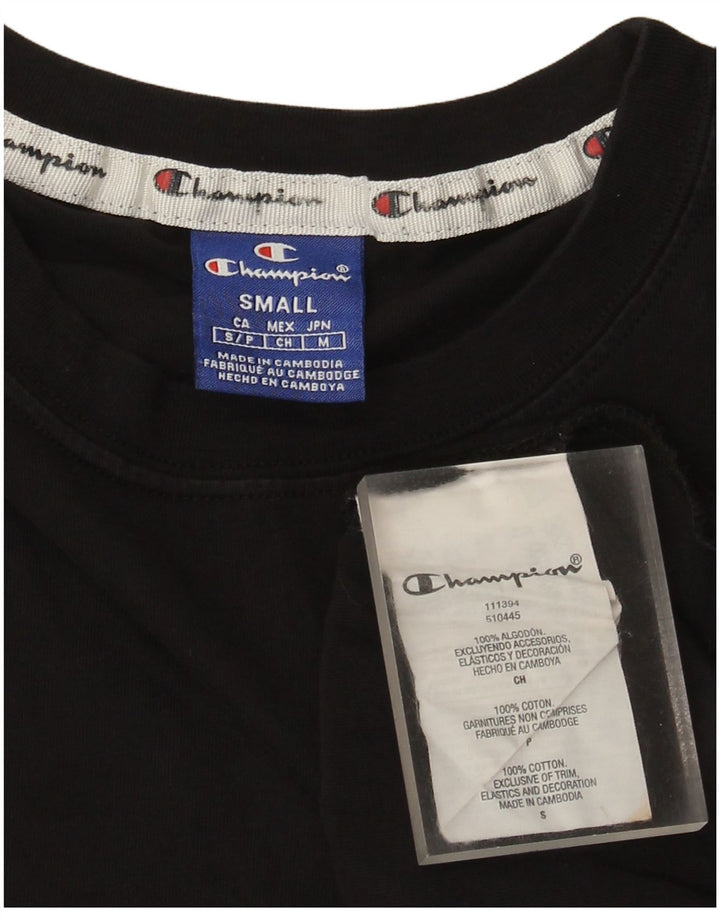 Camiseta feminina grande Champion UK 10 pequena algodão preto
