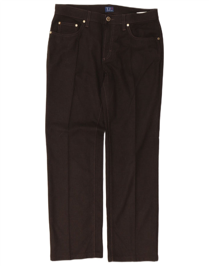 Calça feminina casual reta Trussardi W28 L29 poliéster marrom