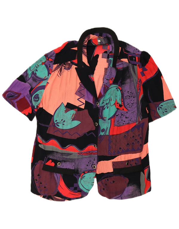 Jaqueta blazer feminina vintage com padrão abstrato IT 52 2XL multicolorida