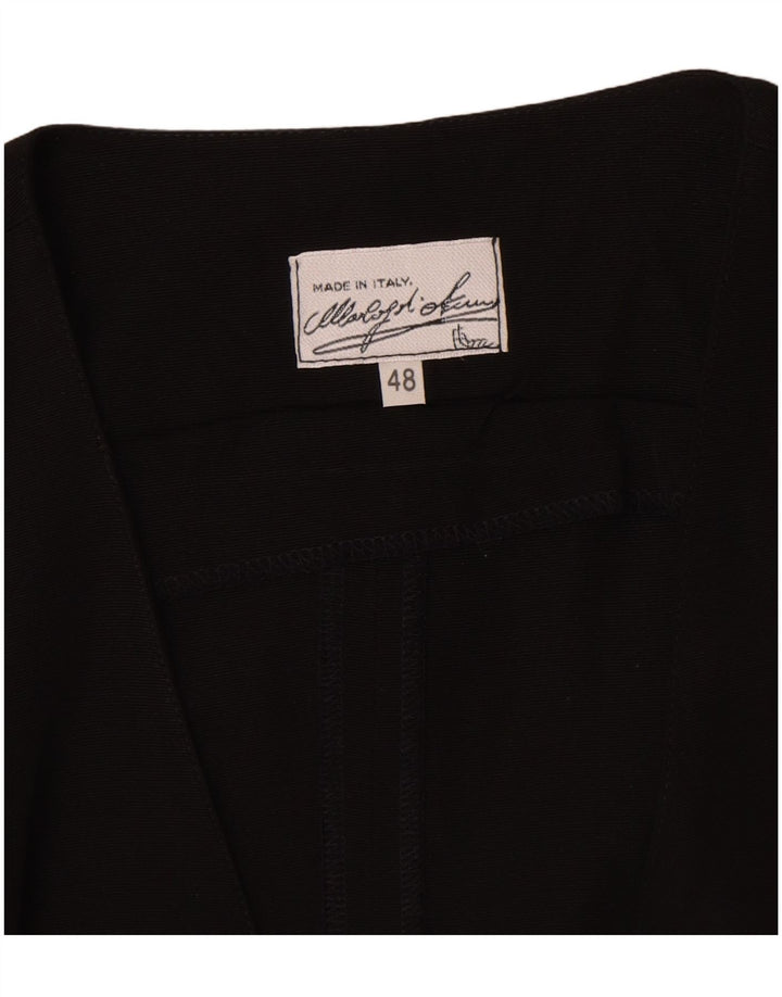 Jaqueta blazer feminina vintage de manga curta com 3 botões IT 48 XL bolinhas pretas