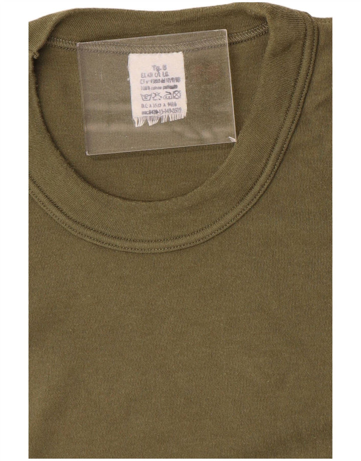 Camiseta masculina vintage de algodão cáqui médio