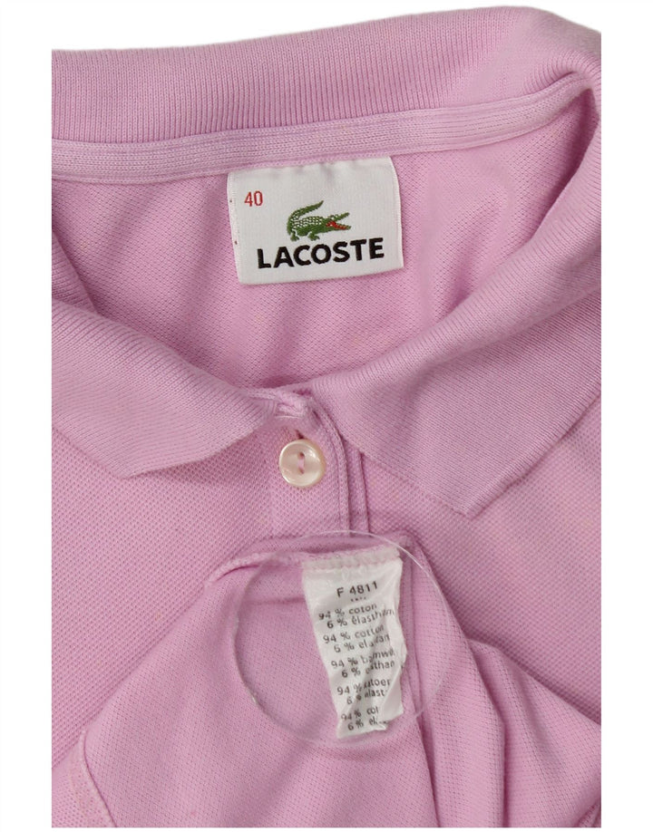 Camisa polo feminina de manga comprida Lacoste tamanho 40 algodão rosa médio