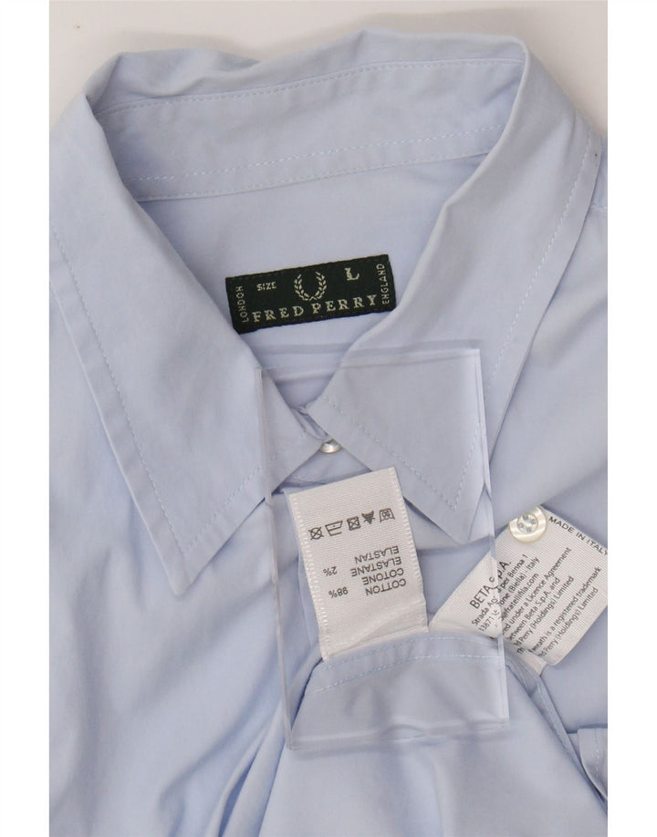 FRED PERRY Womens Shirt UK 14 Large Blue Cotton