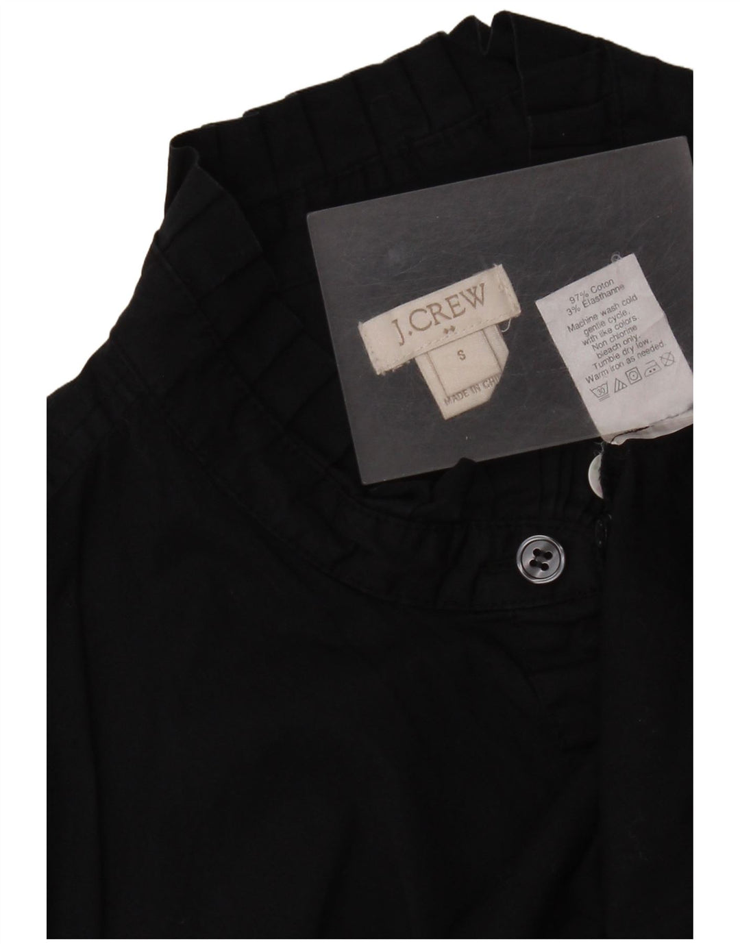 J. Crew Camisa feminina com babados na frente Reino Unido 10 pequeno algodão preto