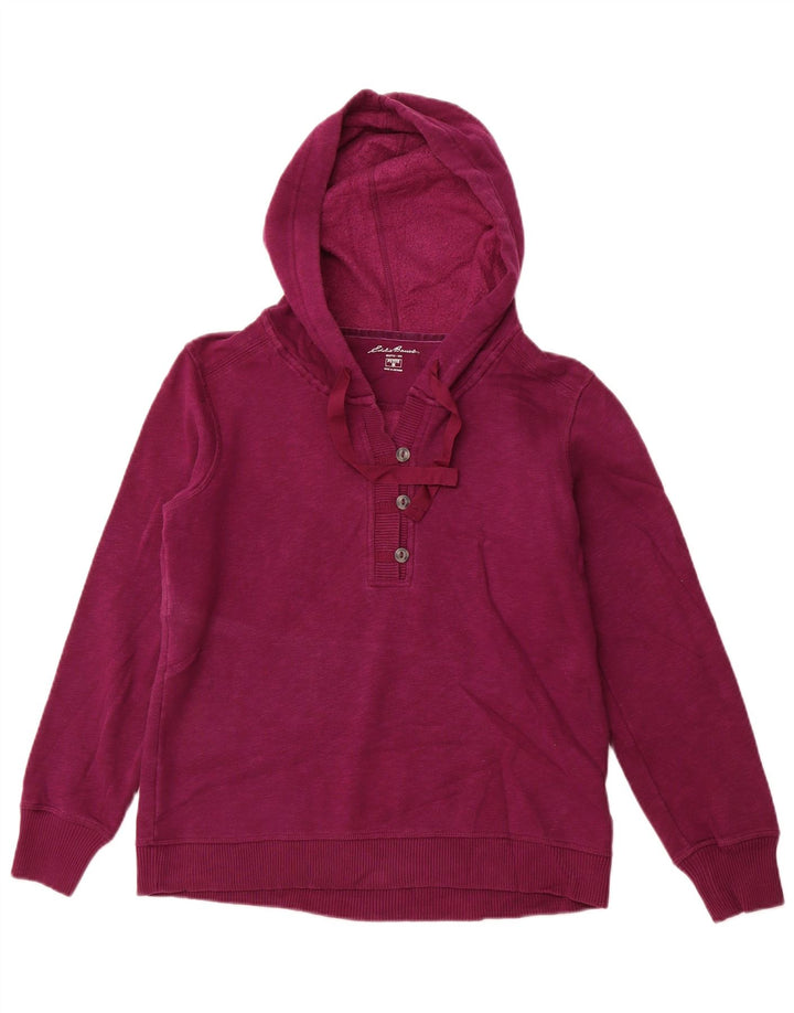 EDDIE BAUER Suéter feminino com capuz e gola pequena com botão Reino Unido 14 médio roxo