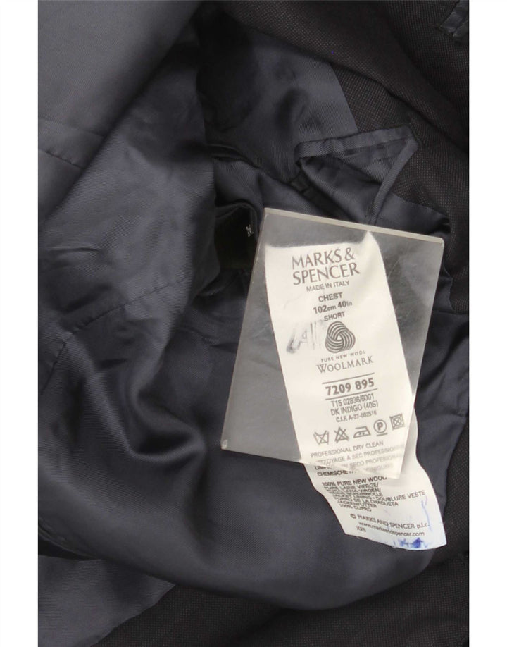 Jaqueta blazer masculina de 2 botões Marks & Spencer Reino Unido 40 azul marinho médio