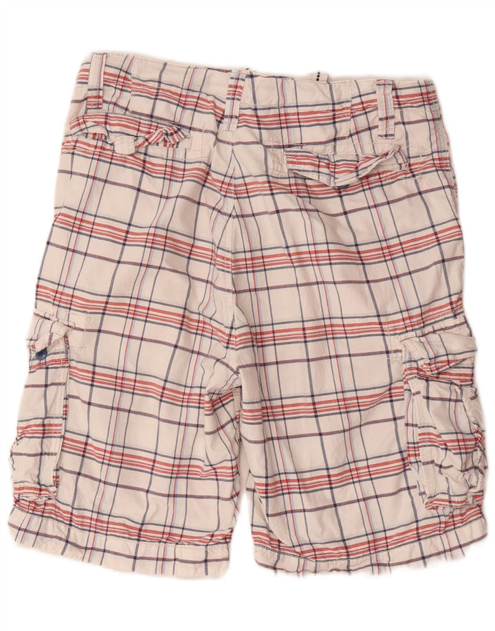 Shorts cargo masculino Nautica W34 grande algodão xadrez branco