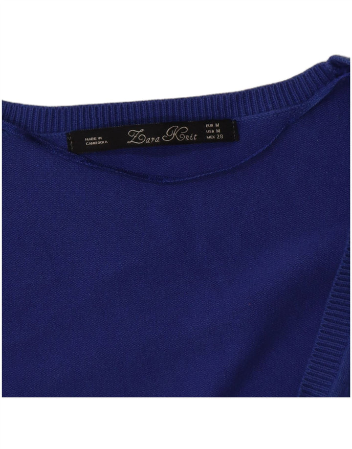 Suéter cardigã feminino Zara Reino Unido 12 azul médio
