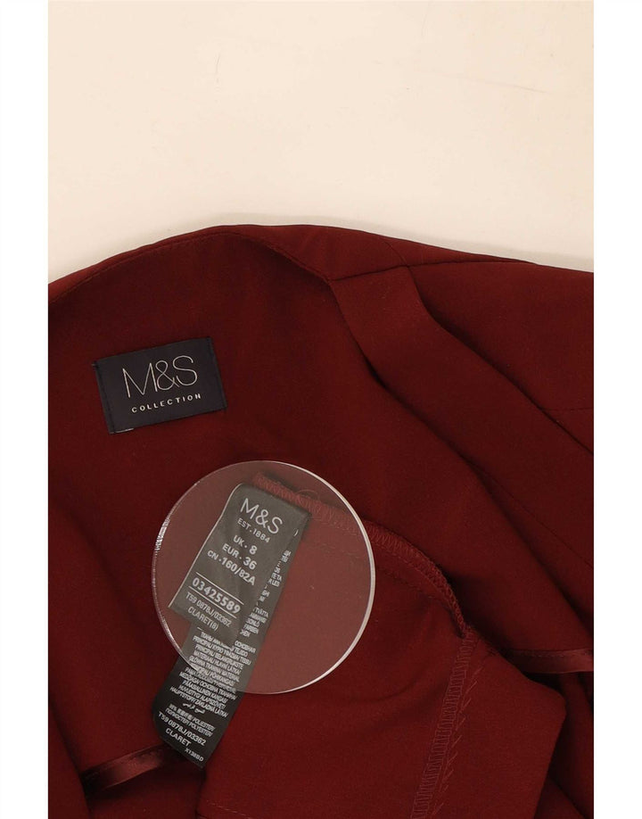 Jaqueta Blazer aberta feminina Marks & Spencer Reino Unido 8 pequena Borgonha poliéster