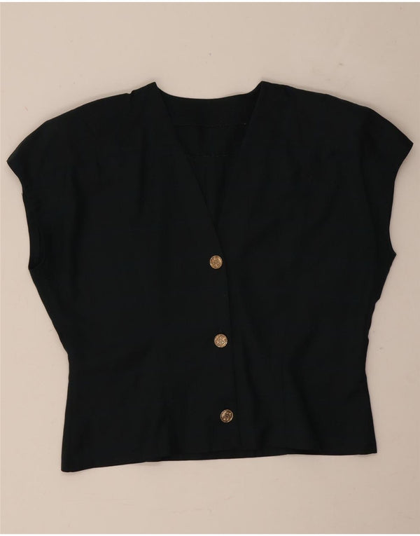 Blusa feminina vintage de manga curta UK 16 xadrez verde grande