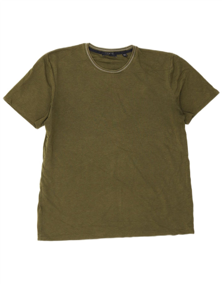 Camiseta masculina Ted Baker tamanho superior 4 grande algodão cáqui