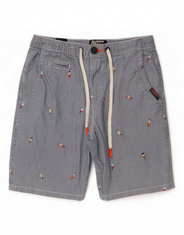Shorts Chino Masculino Superdry W30 Algodão Listrado Azul Médio
