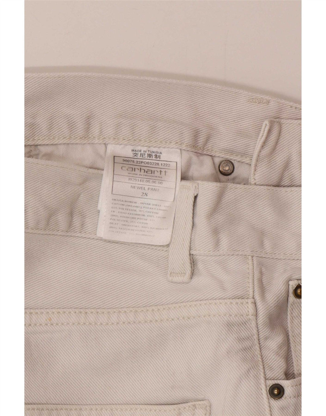 Carhartt Mens Slim Jeans W28 L28 Algodão Branco