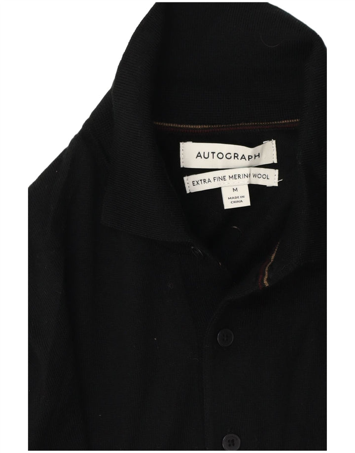 Suéter masculino Marks & Spencer com gola polo autograph preto médio
