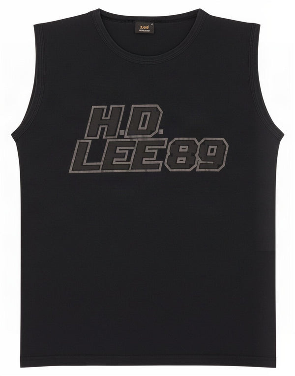 Lee Mens Graphic Vest Top Médio Algodão Preto