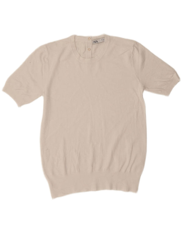 Blusa feminina Zara Top UK 14 grande viscose branca