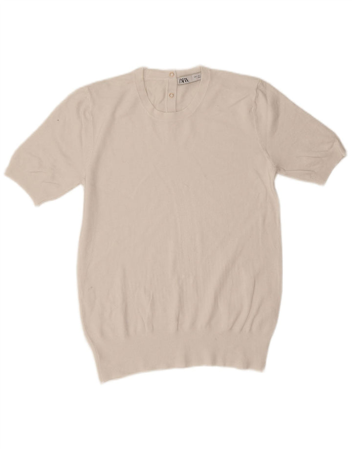 Blusa feminina Zara Top UK 14 grande viscose branca