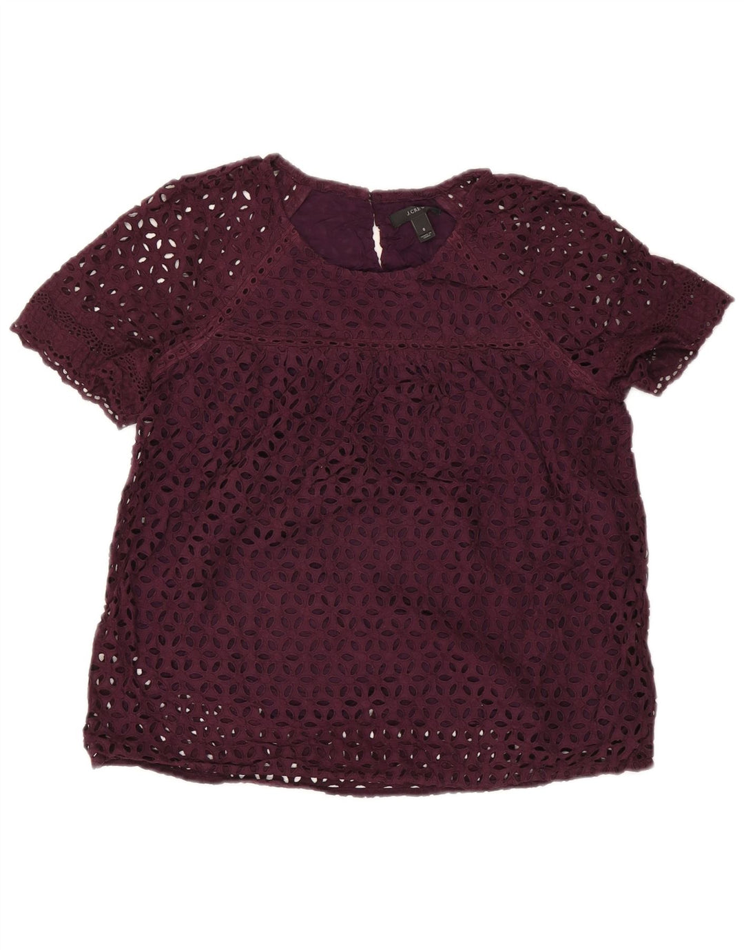 J. CREW blusa feminina top US 8 algodão floral roxo médio