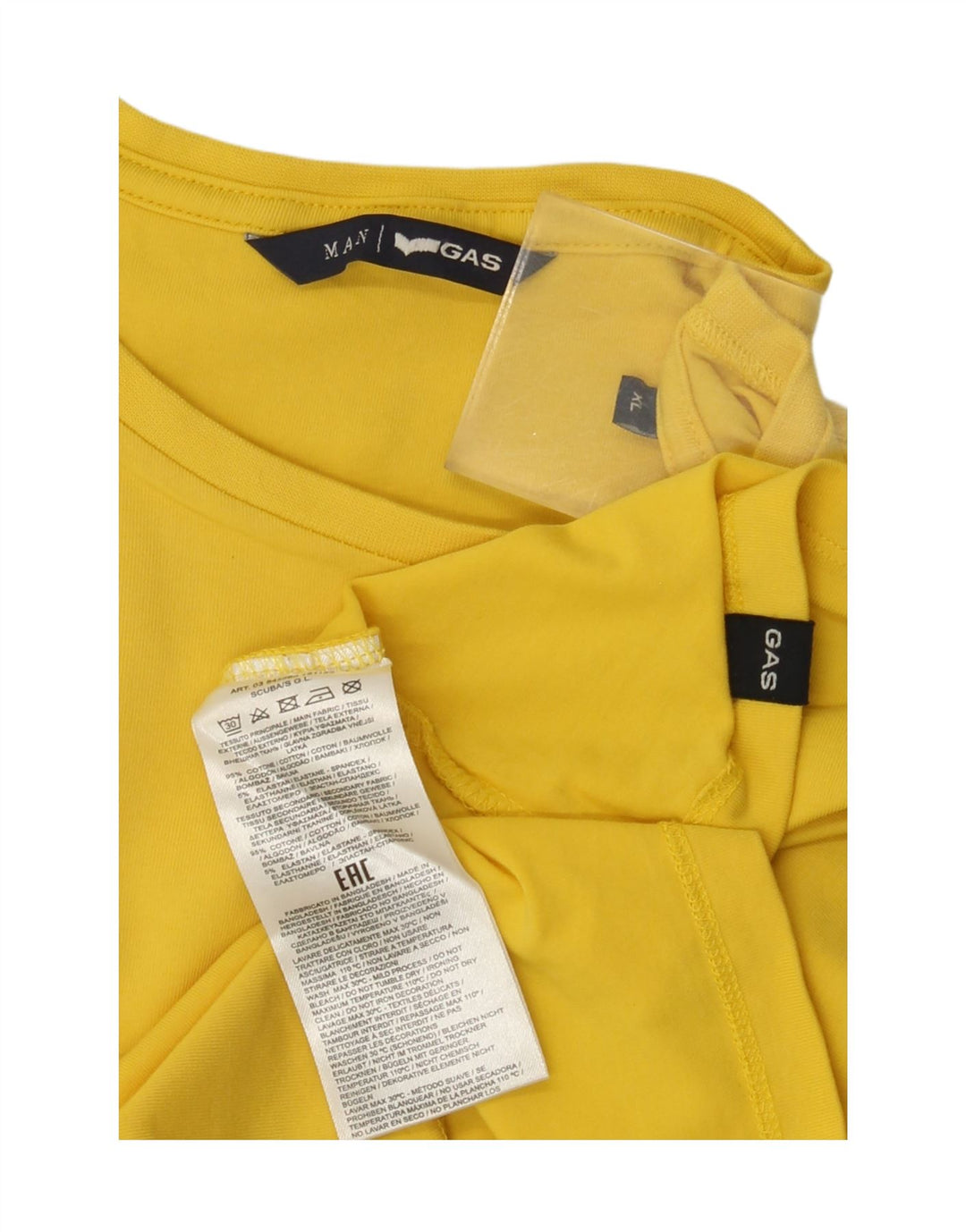 Camiseta masculina Gas Top XL algodão amarelo