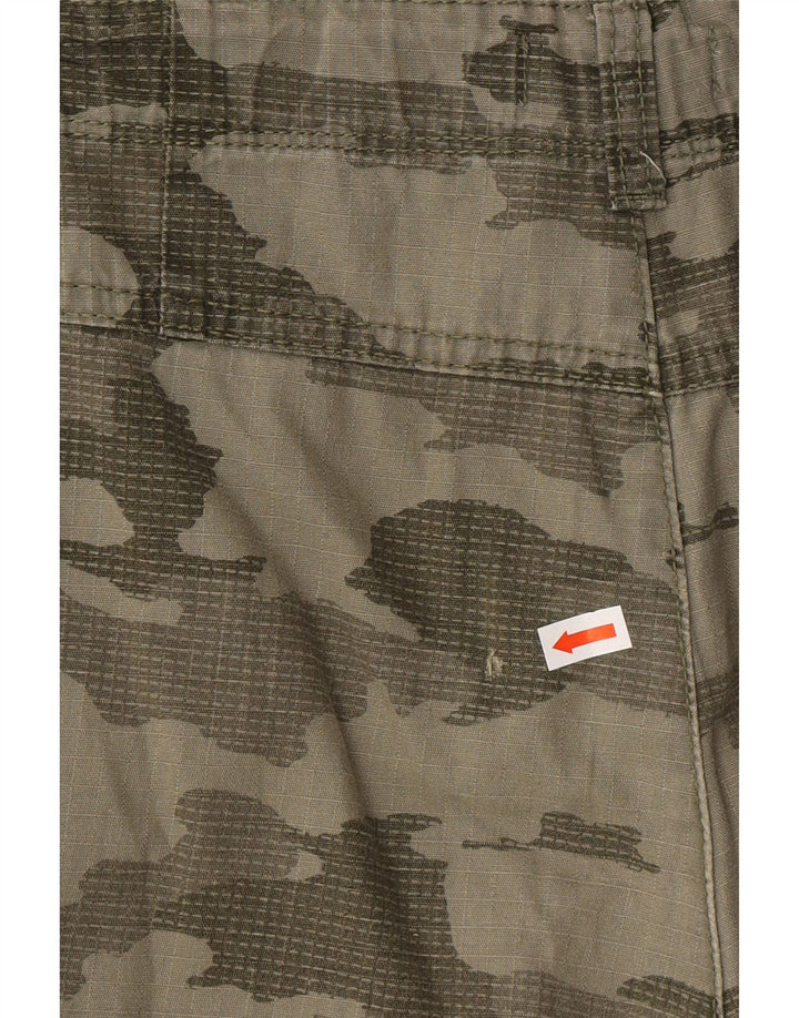 Shorts cargo masculinos BENETTON 13-14 anos 3XL W30 algodão camuflado cáqui