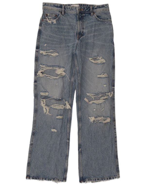 Zara Jeans feminino com corte bootcut desgastado EU 36 XS W26 L32 Azul