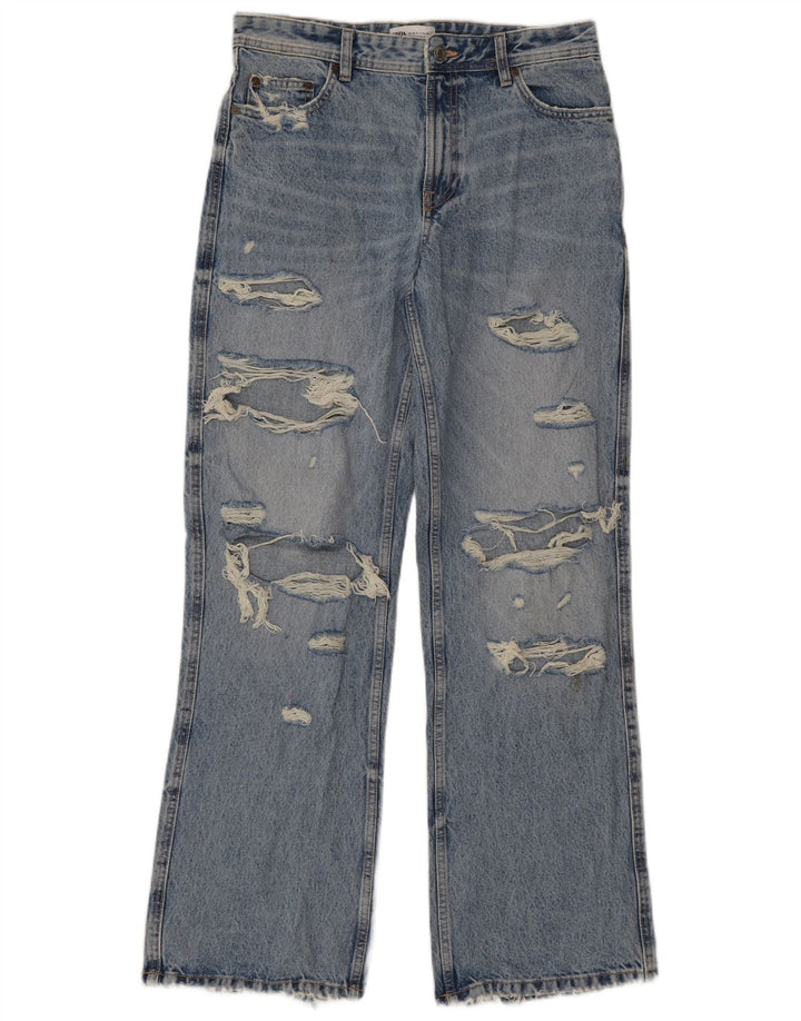 Zara Jeans feminino com corte bootcut desgastado EU 36 XS W26 L32 Azul