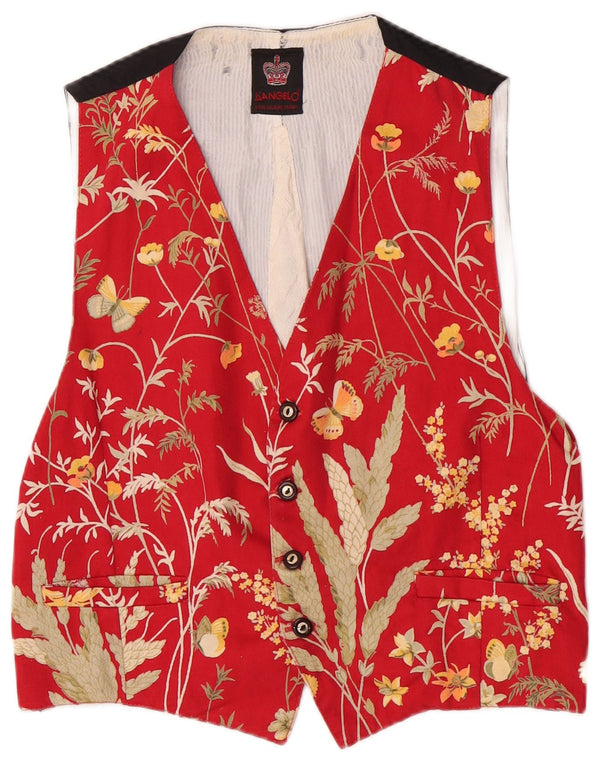 Colete regular masculino vintage pequeno floral vermelho