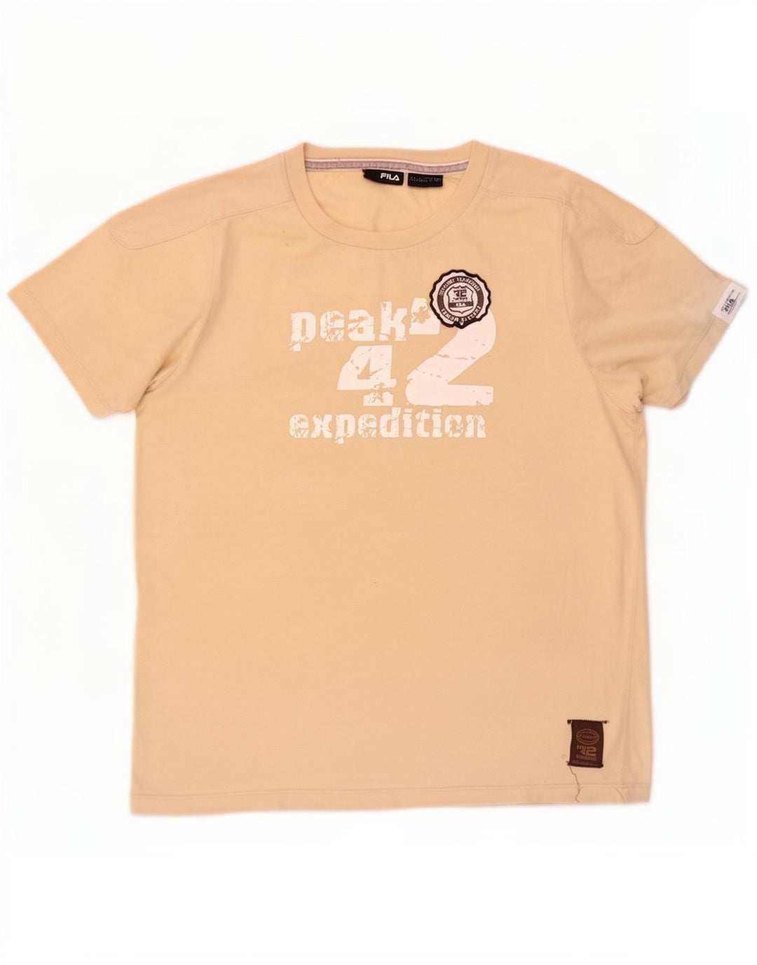 Fila Mens Graphic T-Shirt Top Grande Algodão Bege