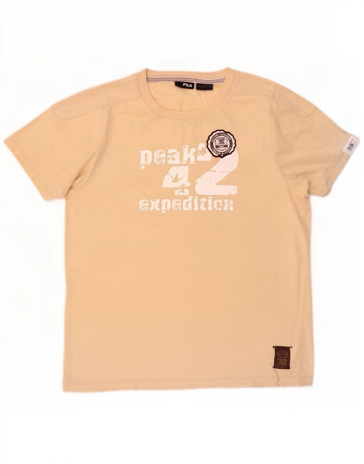 Fila Mens Graphic T-Shirt Top Grande Algodão Bege