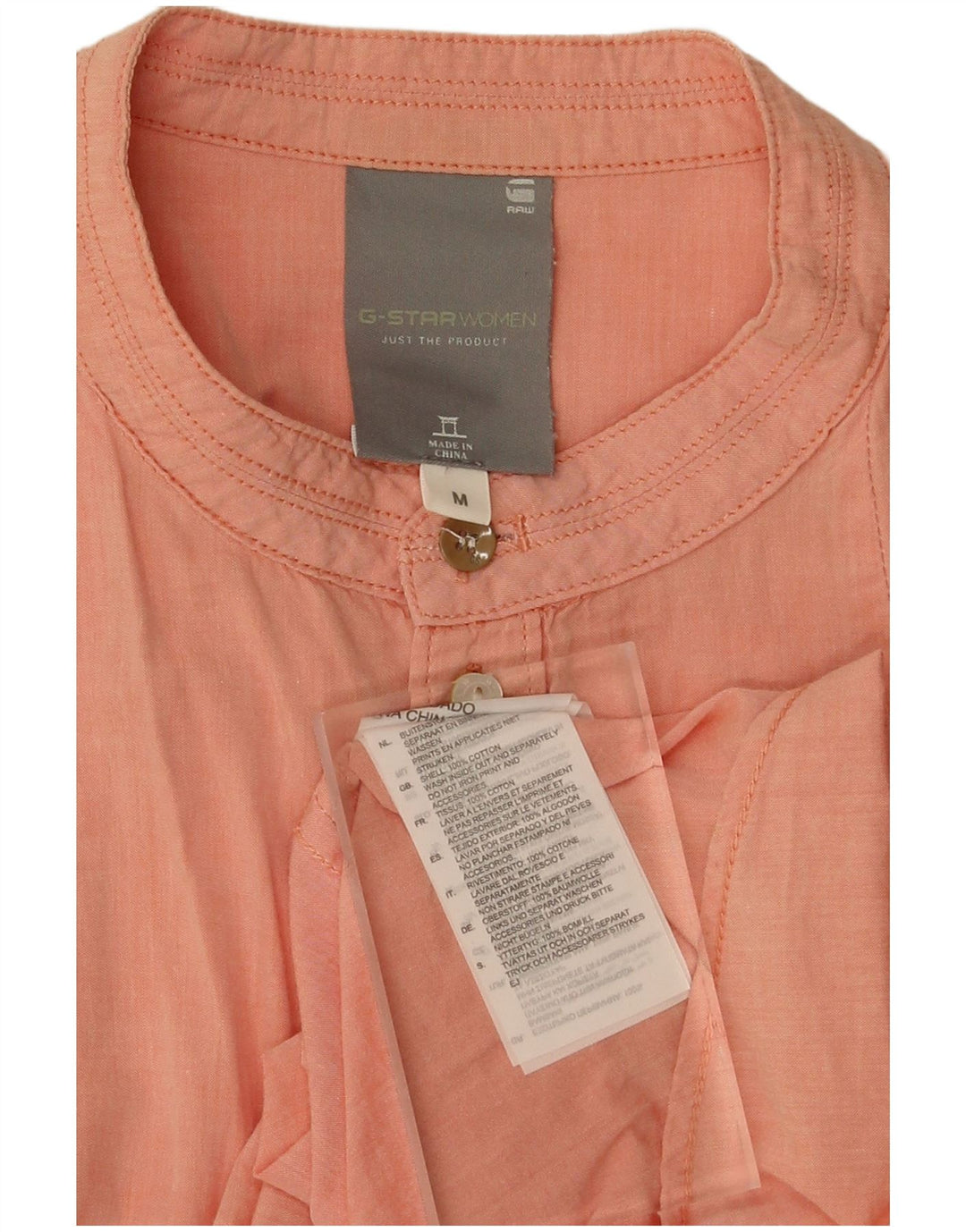 Camisa feminina G-STAR UK 12 algodão laranja médio