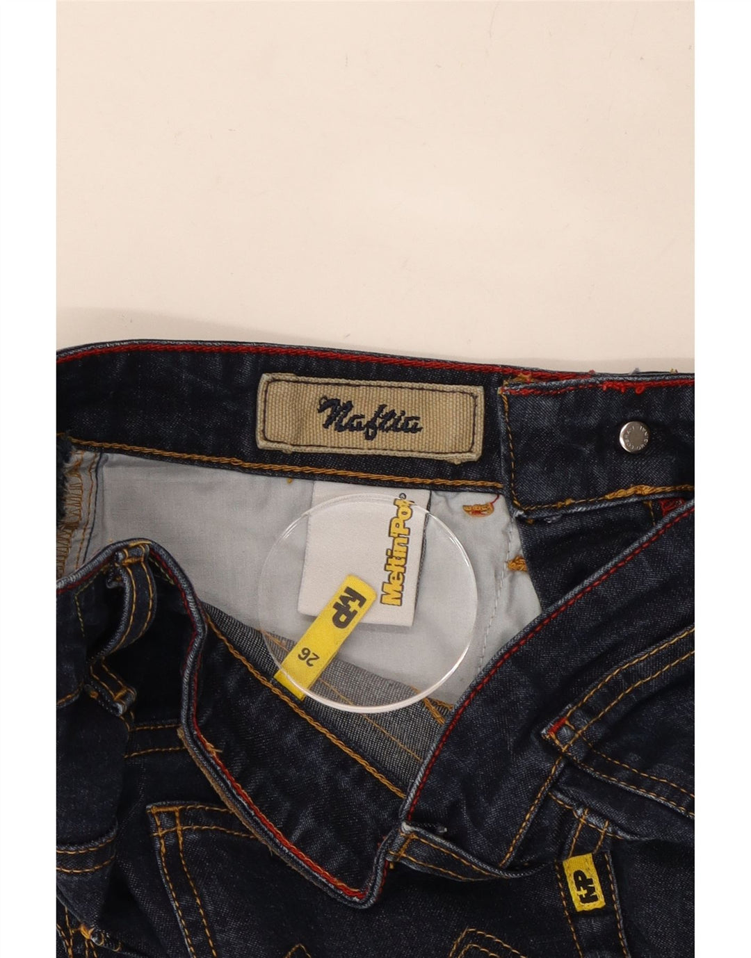 Calça jeans feminina MELTIN' POT W26 L29 azul marinho algodão