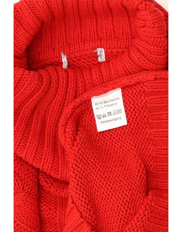Suéter feminino vintage com gola redonda Reino Unido 12 lã vermelha média